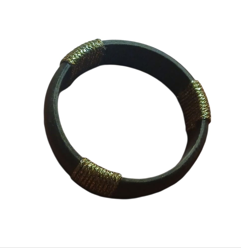 💟Wood Bangle Bracelet with Gold Accents